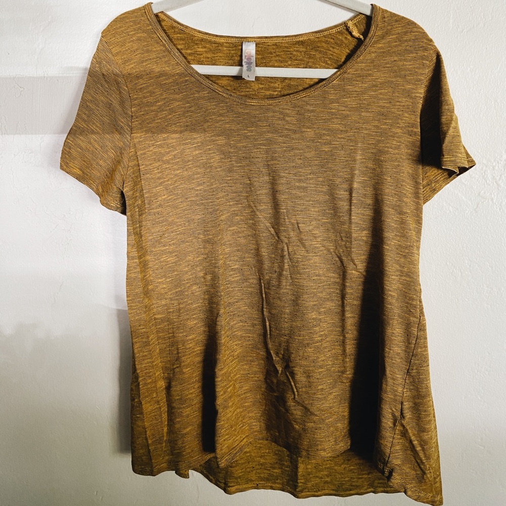 LuLaRoe Striped Mustard Top